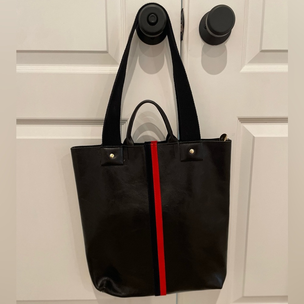 Clare V Black Leather Tote Bag
